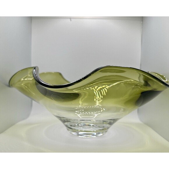 LENOX Organics Green Hue Centerpiece Bowl NON-LEAD CRYSTAL - Picture 2 of 9